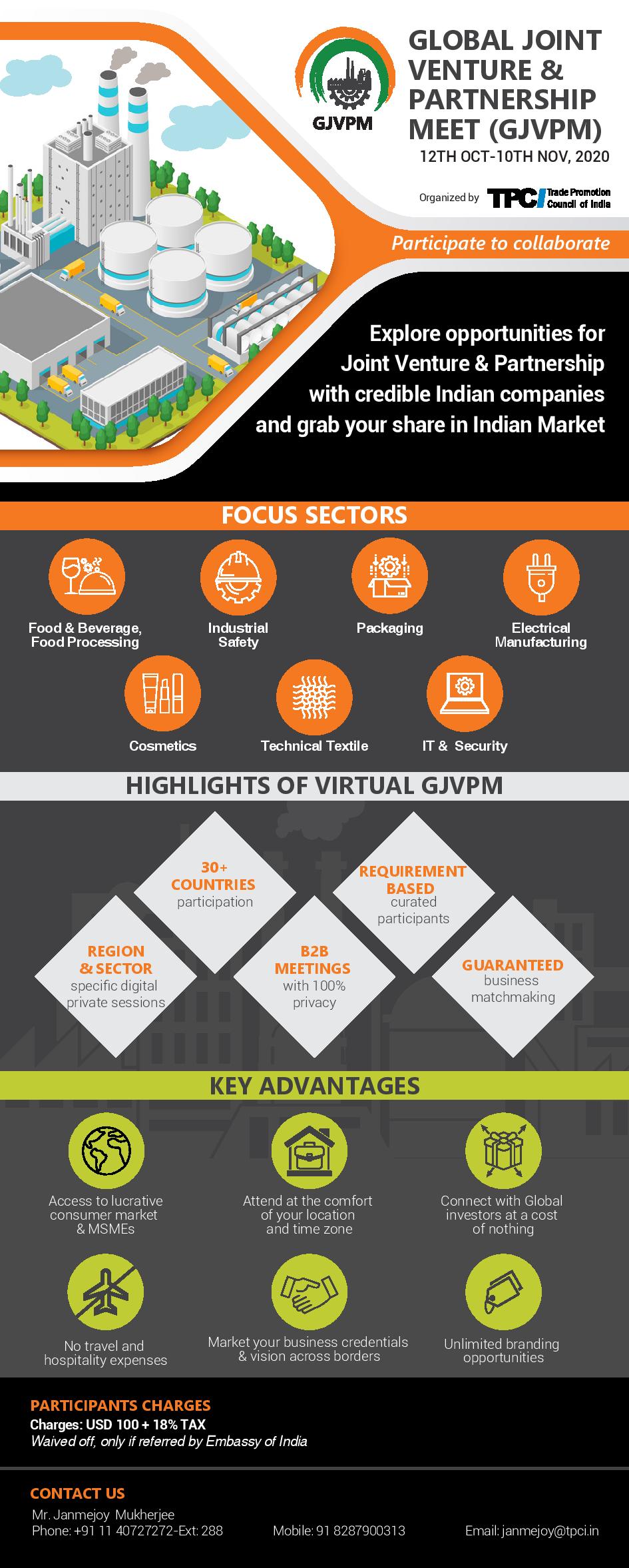 Global Joint Venture & Partnership Meet (GJVPM) October 12-November 10, 2020